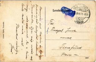 Trencsén, Trencín; vár. Gansel Lipót kiadása  / Trenciansky hrad / castle + "K. und k. Spitalsz...