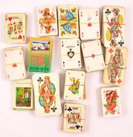 Vegyes játékkártya tétel: 12 db francia kártya (közt 4 db Piatnik), 1 db magyar kártya, 1 db cigány vetőkártya, 1 db Forma-1-es kártya, összesen 15 db