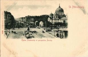 Sankt-Peterburg, Saint Petersburg, St. Petersbourg; Église Znamensky et perspective Nevsky / Nevsky Prospect (Prospekt), Znamenskaya Church (fl)