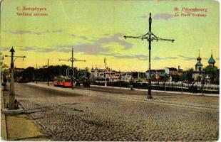 Sankt-Peterburg, Saint Petersburg, St. Petersbourg; La Place Troitsky / Troitskaya Square with tram (EK)