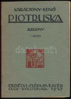 Karácsony Benő: Pjotruska. I-II. (Egybekötve.) Cluj/Kolozsvár,1927, Erdélyi Szépmíves Céh, 197+3 p.+ 4 t.+229 p.+4 t. Kós Károly egészoldalas linómetszeteivel illusztrált. Első kiadás. Átkötött egészvászon-kötés, az eredeti elülső papírborítót bekötötték (I. könyv), tulajdonosi névbélyegzéssel.  Ez a könyv az Erdélyi Szépmíves Céh tagja: Dr. Osváth Ákos számára készült. ex libris-szel.