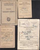 1943-1953 Vegyes vasúti okmány tétel, 5 db, közte 1 db csehszlovák igazolvánnyal, valamint a Magyar Vasutasok és Hajósok Országos Szabad Szakszervezetének ideiglenes tagsági könyve.