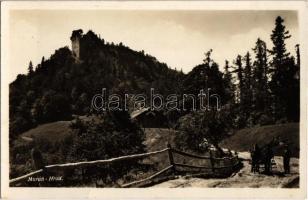 Murány, Murányalja, Murán; Murány vára, lovasszekér / Muransky hrad / castle, horse cart. Minuta