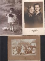 cca 1925-1957 Vegyes fotó tétel, 12 db, fotók és fotólapok, 9x12 cm és 13,5x9 cm közötti méretben