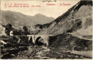 1908 Caucasus, La Caucase; La route militaire de Georgie, Pont Mléty / Voyenno-Gruzinskaya doroga / Georgian Military Road through the Caucasus from Georgia to Russia, bridge