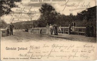 1903 Detta, Ghedu, Deta; Fő utca, híd, piac tér és tűzoltótorony. Kiadja Csokány / main street, bridge, market square, fire tower (r)