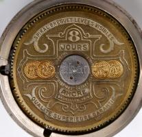 cca 1900 Hebdomas 8 napos zsebóra, sérült porcelán számlappal, javításra szoruló állapotban d:4,6 cm