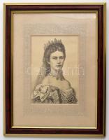 Erzsébet királynét, Sisit ábrázoló nyomat üvegezett keretben. Keret méret 32x26 cm