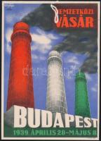 1939 BNV Budapesti Nemzetközi Vásár ksiplakát. Túri Polgár István grafikája. Athenaeum. Ofszet. 17x24 cm