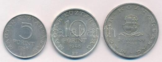 1948. 5Ft Ag "Petőfi" + 10Ft Ag "Széchenyi" + 20Ft Ag "Táncsics" - &qu...