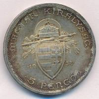1938. 5P Ag "Szent István" T:2 patina 
Adamo P8.1