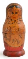 Festett fa matrjoska baba 4 részes. Kopott 14 cm
