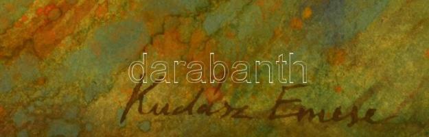 Kudász Emese (1943-2010): Verseny. Akvarell, papír, jelzett, üvegezett keretben, 45×65 cm