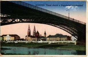 Szeged, Tisza híd, Fogadalmi templom. Kiadja Traub B. és Társa - képeslapfüzetből (kopott sarkak / worn corners)