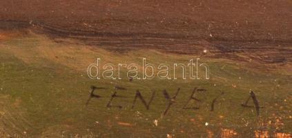 Fényes Adolf (1867-1945): Tanya. Olaj, falemez, jelzett, 26,5×38,5 cm