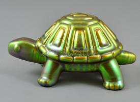 Zsolnay teknős, eozin mázas, hibátlan, jelzett, h:14,5 cm /