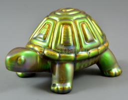 Zsolnay teknős, eozin mázas, hibátlan, jelzett, h:14,5 cm /