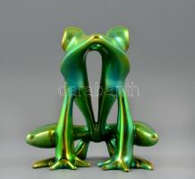 Zsolnay béka (tervező: Török János), eozin mázas, jelzett, hibátlan, m:16 cm