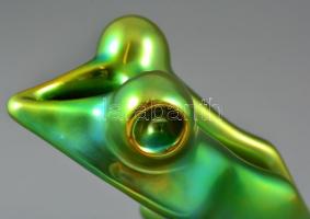 Zsolnay béka (tervező: Török János), eozin mázas, jelzett, hibátlan, m:16 cm