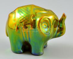 Zsolnay elefánt, eozin mázas, jelzett, hibátlan, m:6,5 cm, h:8 cm