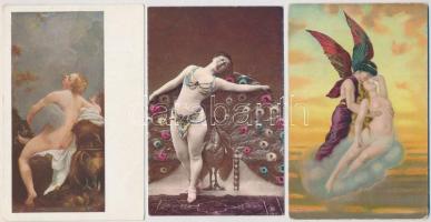 5 db régi erotikus motívumlap és művészlap / 5 pre-1945 erotic motive cards and art postcards