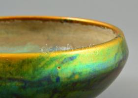 Zsolnay eozin mázas kínáló, jelzett, apró karcolásokkal,  m:7 cm, d:17 cm