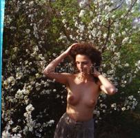 cca 1980-as évek, sok szép lány azonos esélyekkel, szolidan erotikus felvételek, 9 db vintage negatí...