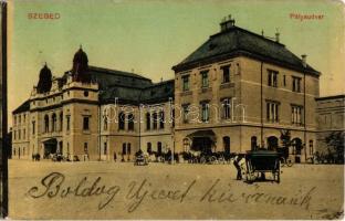 1914 Szeged, vasútállomás, lovaskocsik (EK)