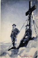 1906 Grossglockner (Alps), mountaineers at the mountain top, alpinists, mountain climbing (felületi sérülés / surface damage)