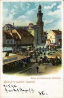 1902 Sopron, Oedenburg; vásár, piac, Karl Pollak üzlete / Jahrmarkt. L.F. Kummert No. 66 . (EK)