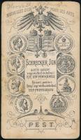 cca 1869 Schrecker Ignác pesti műtermében készült, vizitkártya méretű fénykép, feliratozva, 10,5x6 c...