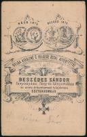 cca 1876 Beszédes Sándor (?-?) esztergomi fényképíró műtermében készült, vizitkártya méretű fénykép,...