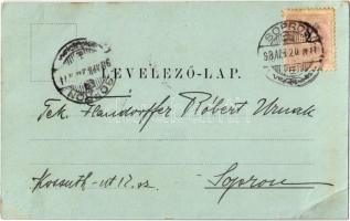 1898 Sopron, Kolostor utca, Benczés templom épült 1280., Szentháromság szobor, este (EK)