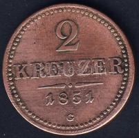 Ausztria/magyar verdejel 1851G 2Kr T:3/3+