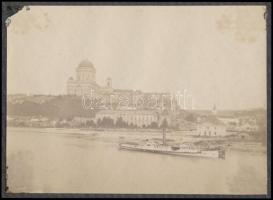 cca 1870 Esztergomi látkép a Duna felől, 7,5x10,5 cm, karton 20x25 cm