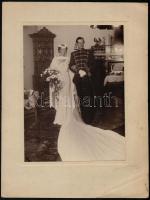 cca 1930 Katonák és feleségek, 3 db vintage fotó kartonra ragasztva, 20x15 cm és 23x17 cm között, vá...