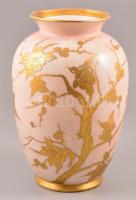 Ludwigsburg arany rózsás váza, kézzel festett, jelzett, kopásokkal, m:29,5 cm
