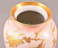 Ludwigsburg arany rózsás váza, kézzel festett, jelzett, kopásokkal, m:29,5 cm