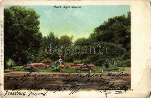 1901 Pozsony, Pressburg, Bratislava; Aupark / Ligeti díszkert. Ottmar Zieher / park, garden (szakadás / tear)
