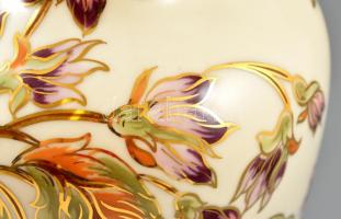 Zsolnay orchidea mintás váza, kézzel festett, jelzett, apró kopásnyomokkal, m: 26,5 cm