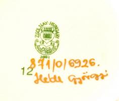 Zsolnay orchidea mintás váza, kézzel festett, jelzett, apró kopásnyomokkal, m: 26,5 cm