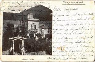 1907 Vihnyefürdő, Vyhnye; Gecsányi villa / villa (lyuk / hole)