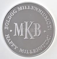 Lebó Ferenc (1960-) 2000. MKB - Boldog Millenniumot / Búcsú a 900-as évektől Ag emlékérem eredeti dísztokban (31,33g/0.999/42,5mm) T:PP kis fo.