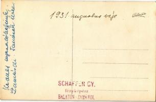 1931 Zamárdi, Felsőkereskedelmi iskolai tanárok háza, csoportkép. Schäffer Gyula photo