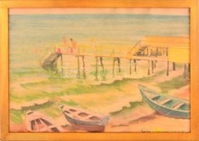 Zádor István (1882-1963): Langeron ( Odessza). Pasztell, papír, jelzett, üvegezett keretben, 23×35 c...