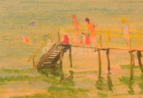 Zádor István (1882-1963): Langeron ( Odessza). Pasztell, papír, jelzett, üvegezett keretben, 23×35 c...