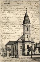 1917 Losonc, Lucenec; Kubinyi tér, Római katolikus templom. Kiadja Bicskei Zoltán / square, Catholic church (apró szakadás / tiny tear)