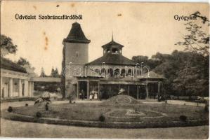 Szobránc, Szobráncfürdő, Kúpele Sobrance; Gyógykút, fürdőház. Kiadja Halász Sándor fényképész / spa hall, bathing house, mineral water spring, well (fl)