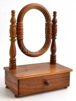 Kis asztali tükör, fiókkal, fa, 25×14×35 cm