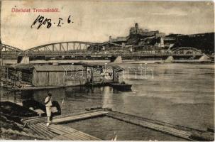 1908 Trencsén, Trencín; vár, híd. Kiadja a Szold Nyomda / Trenciansky hrad / castle, bridge (felületi sérülés / surface damage)